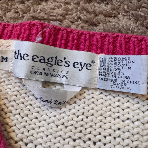Vintage 1991 The Eagle’s Eye Handknit Beach Ocean Themed Cardigan Sweater - Picture 3 of 3